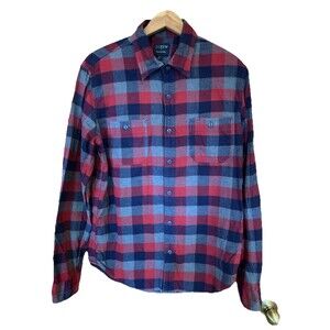 J. Crew Flannel Men’s Button Up Plaid Shirt Sz Medium Cabincore *Note